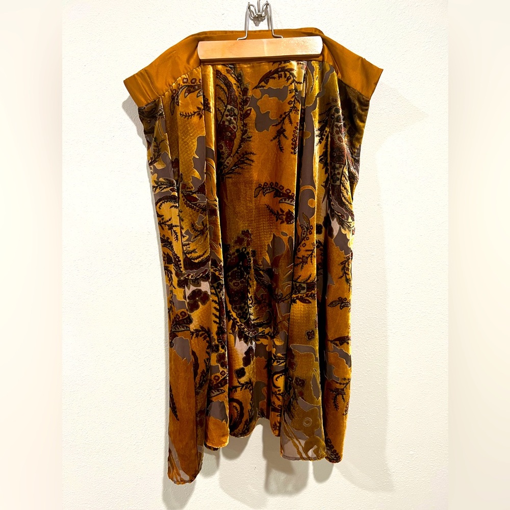 Coldwater Creek Gold Velvet Burnout Midi Skirt